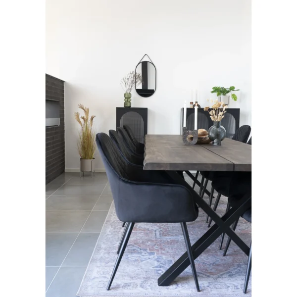 Scaun dining negru din catifea Harbo - imagine 3
