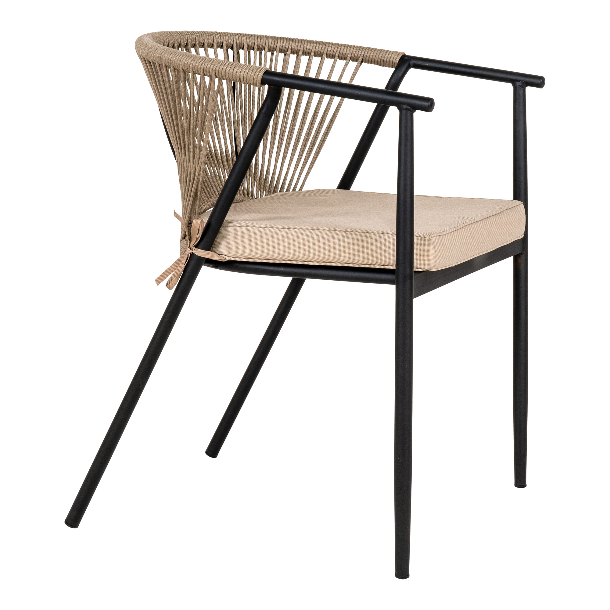 Scaun de exterior bej/negru din metal Napoli - imagine 3