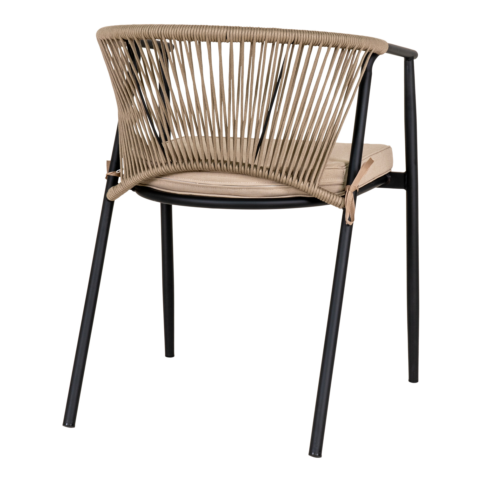 Scaun de exterior bej/negru din metal Napoli - imagine 6