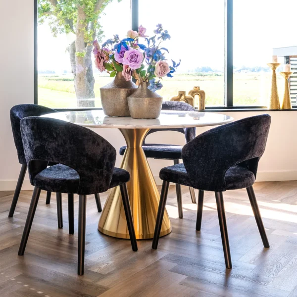 Masa dining alb auriu Ø130cm Tenille - imagine 5