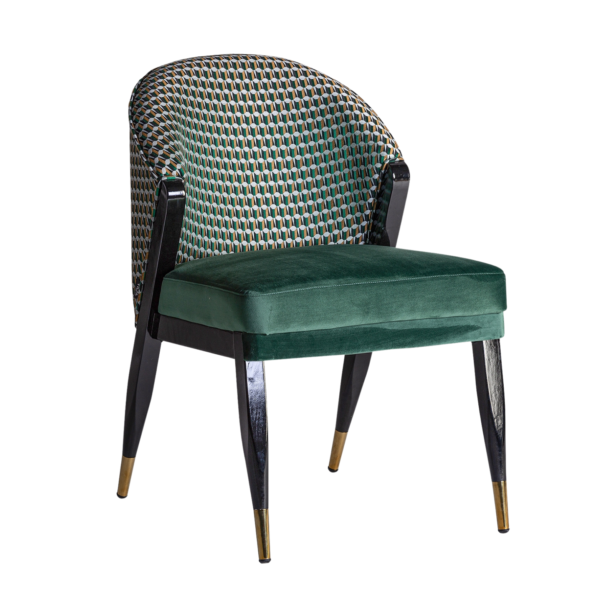 Scaun dining verde din catifea si lemn Kelheim