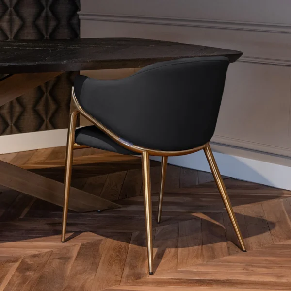 Scaun dining gri antracit/auriu din catifea si inox Gwen - imagine 3