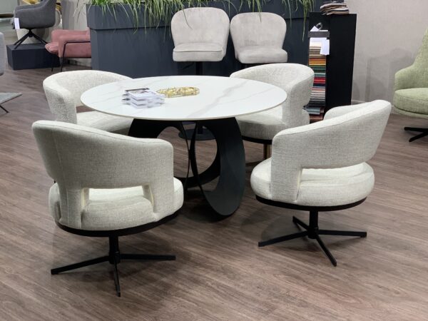 Masă dining rotundă 130ø negru/alb Parma - imagine 5