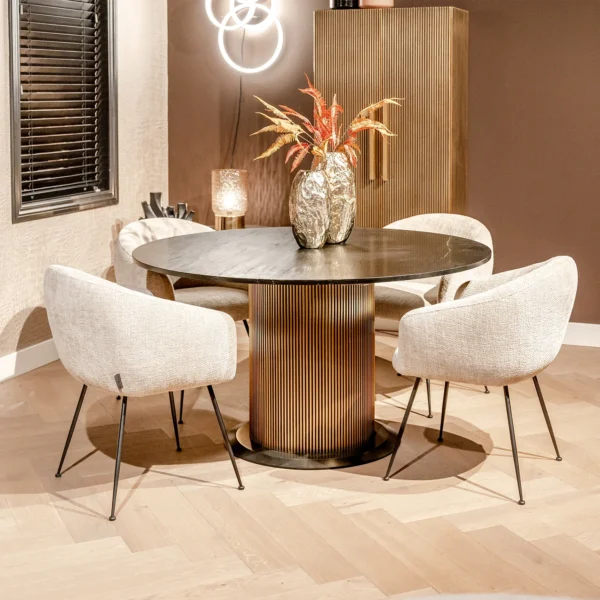 Masa dining neagra/auriu Ø140cm Ironville - imagine 2
