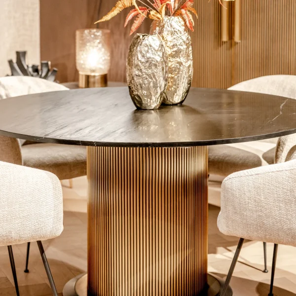 Masa dining neagra/auriu Ø140cm Ironville - imagine 4
