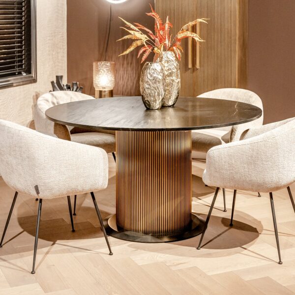Masa dining neagra/auriu Ø140cm Ironville - imagine 3