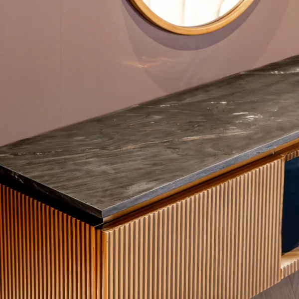Comoda Tv aurie din MDF si marmura Ironville - imagine 10
