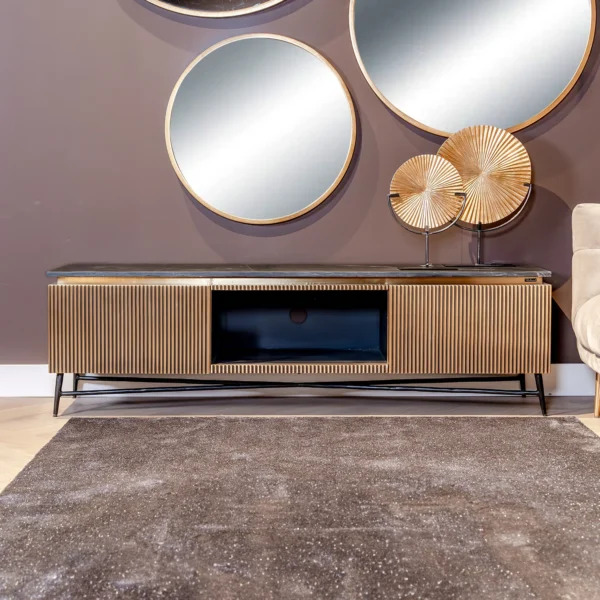 Comoda Tv aurie din MDF si marmura Ironville - imagine 2