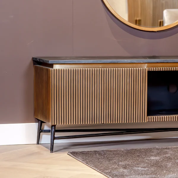 Comoda Tv aurie din MDF si marmura Ironville - imagine 11