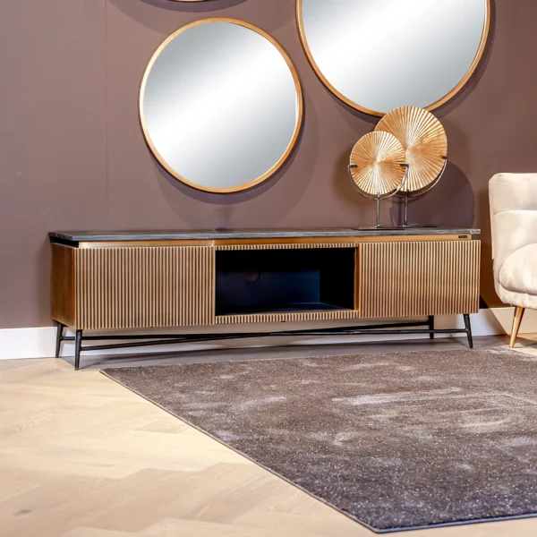 Comoda Tv aurie din MDF si marmura Ironville - imagine 12