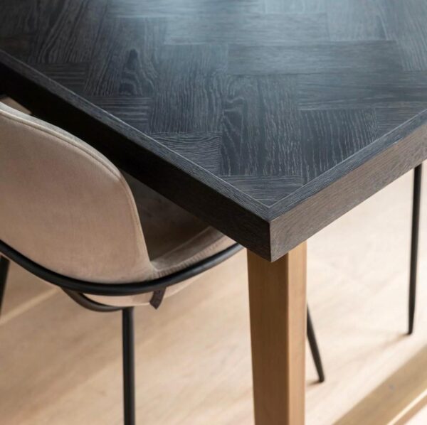 Masa dining neagra din lemn si metal 180 cm Blackbone - imagine 3