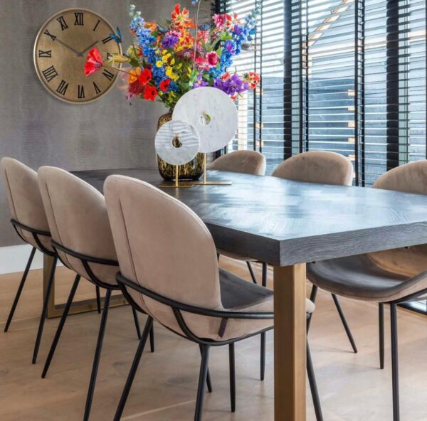 Masa dining neagra din lemn si metal 180 cm Blackbone - imagine 2