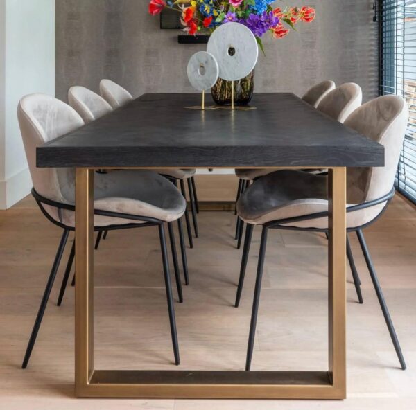Masa dining neagra din lemn si metal 180 cm Blackbone - imagine 4