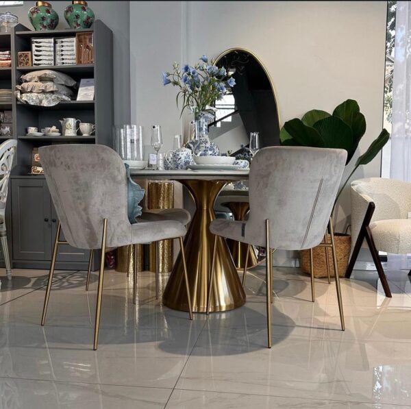 Masa dining alb auriu Ø130cm Tenille - imagine 3