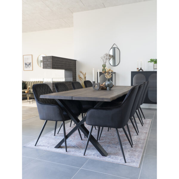 Scaun dining negru din catifea Harbo - imagine 2