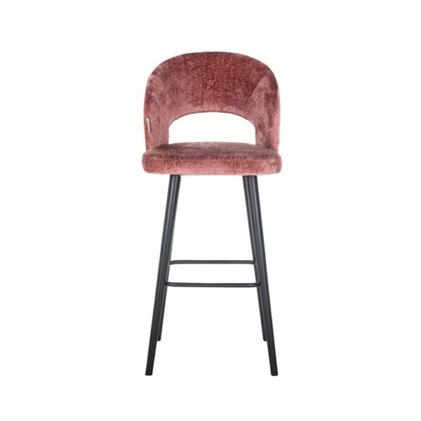 Scaun de bar roz din tesatura chenille Savoy - imagine 3