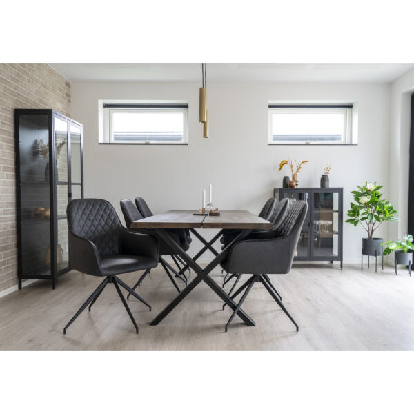 Scaun dining rotativ gri inchis din piele ecologica Harbo - imagine 2