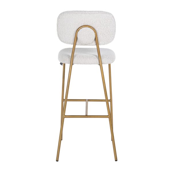 Scaun de bar alb din tesatura boucle H109,5cm Xenia - imagine 4