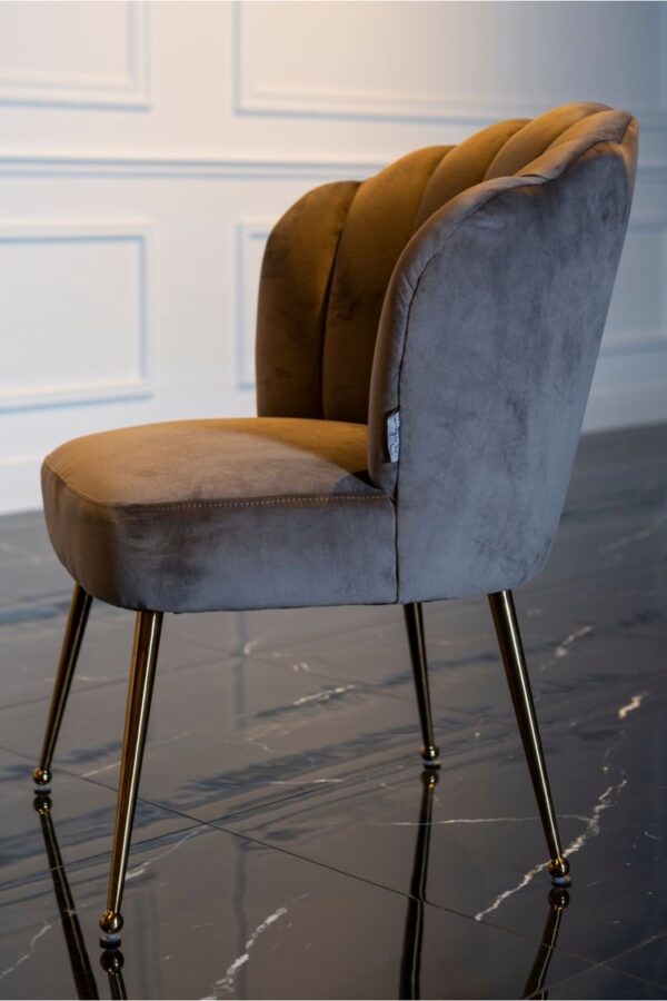 Scaun dining gri/auriu din catifea Pippa - imagine 6