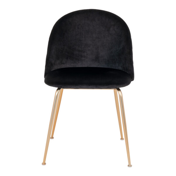 Set 2 scaune dining din catifea Geneve negru cu picioare aurii - imagine 3