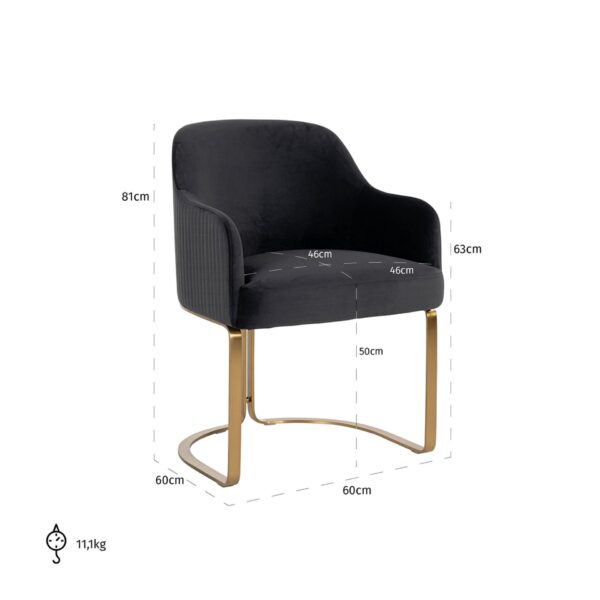 Scaun dining negru/auriu din catifea Hadley - imagine 5