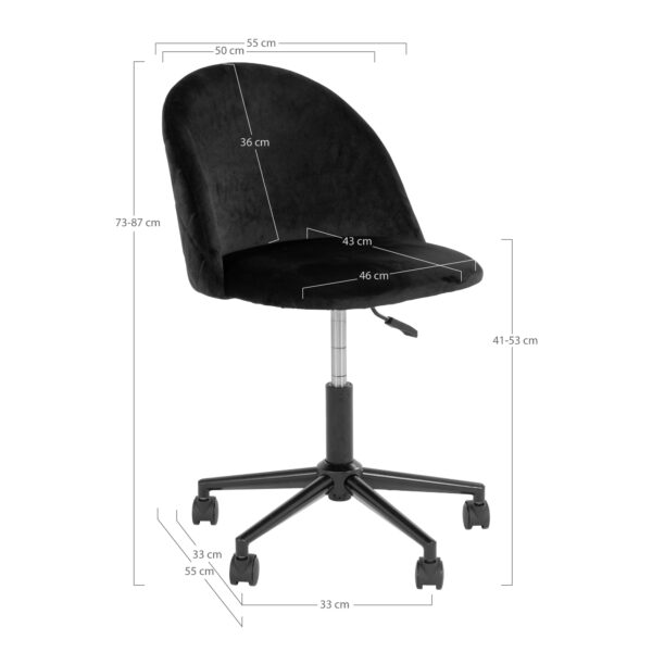 Scaun de birou negru din catifea Geneve - imagine 7