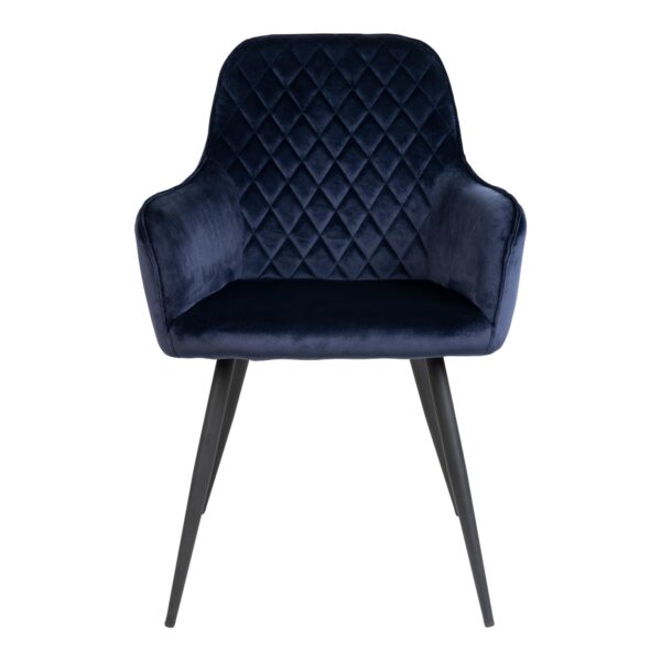 Scaun dining albastru din catifea Harbo - imagine 2