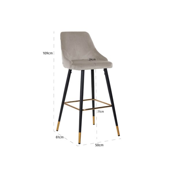 Scaun de bar catifea bej H109cm Imani - imagine 5