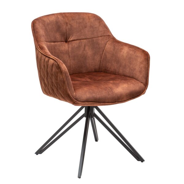 Scaun dining rotativ 180° din catifea maro Euphoria