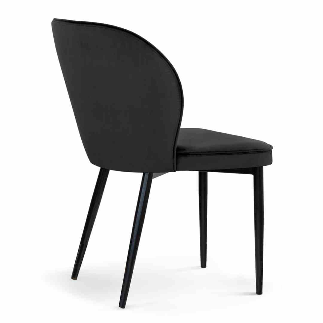 Scaun dining din catifea negru si picioare metalice negre Aine - imagine 2