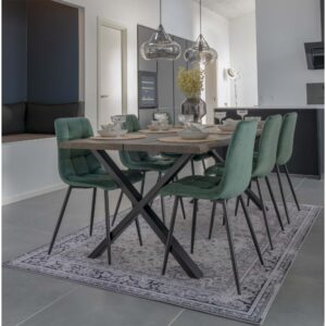Set 2 scaune dining verde din catifea Middlefart