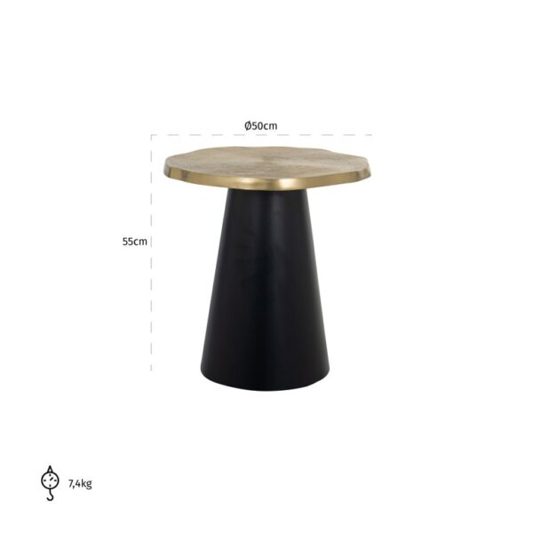 Masa de cafea aurie/neagra din fier si aluminiu 55cm Sassy - imagine 4