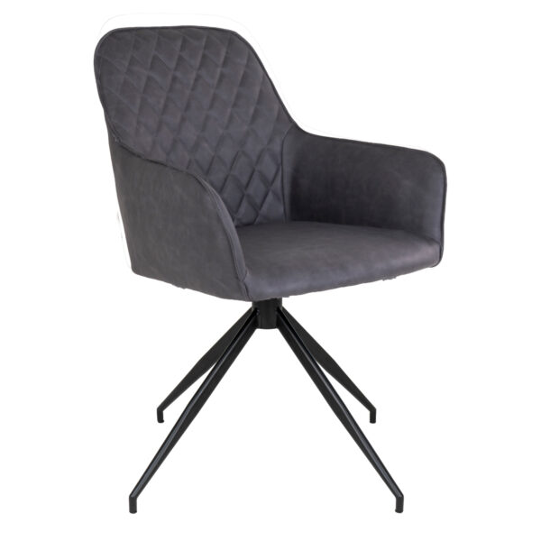 Scaun dining rotativ gri inchis din piele ecologica Harbo