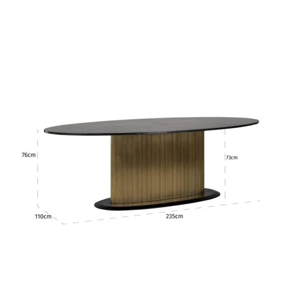 Masa dining ovala neagra/auriu 235 cm Ironville - imagine 3