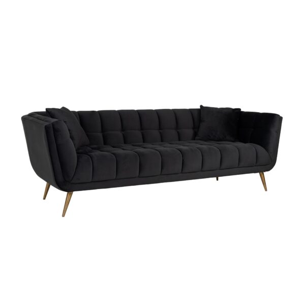 Canapea neagra/aurie din catifea Huxley - imagine 3