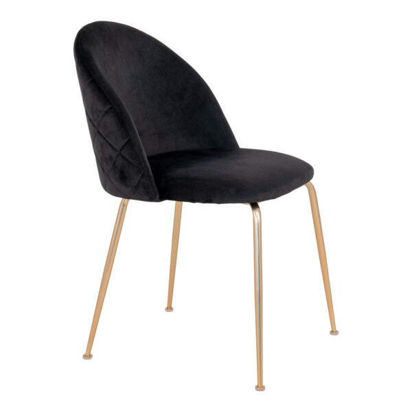 Set 2 scaune dining din catifea Geneve negru cu picioare aurii - imagine 4