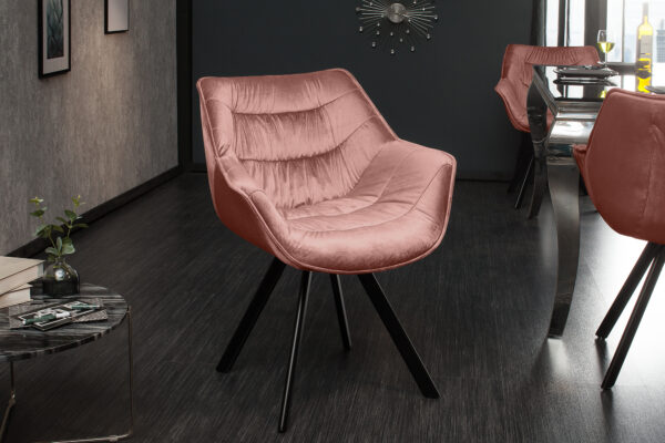 Scaun dining din catifea roz Dutch Comfort - imagine 2