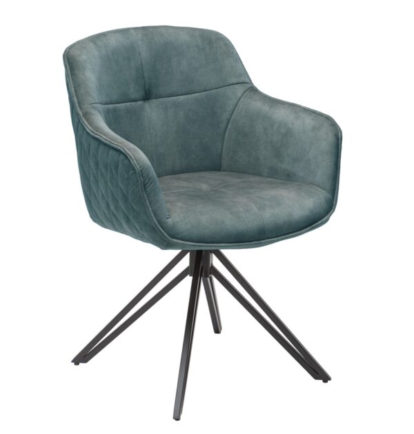 Scaun dining rotativ 180° din catifea albastru petrol Euphoria