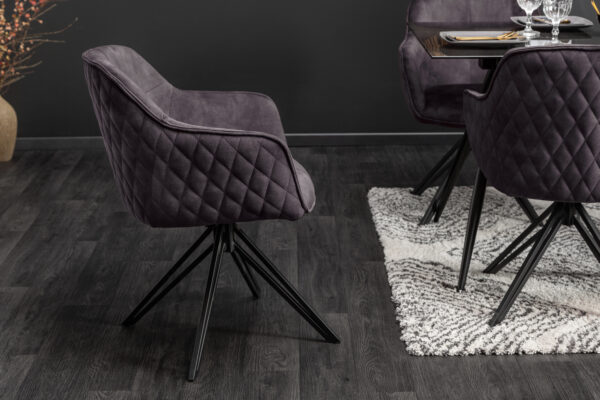 Scaun dining rotativ 180° din catifea gri Euphoria - imagine 2