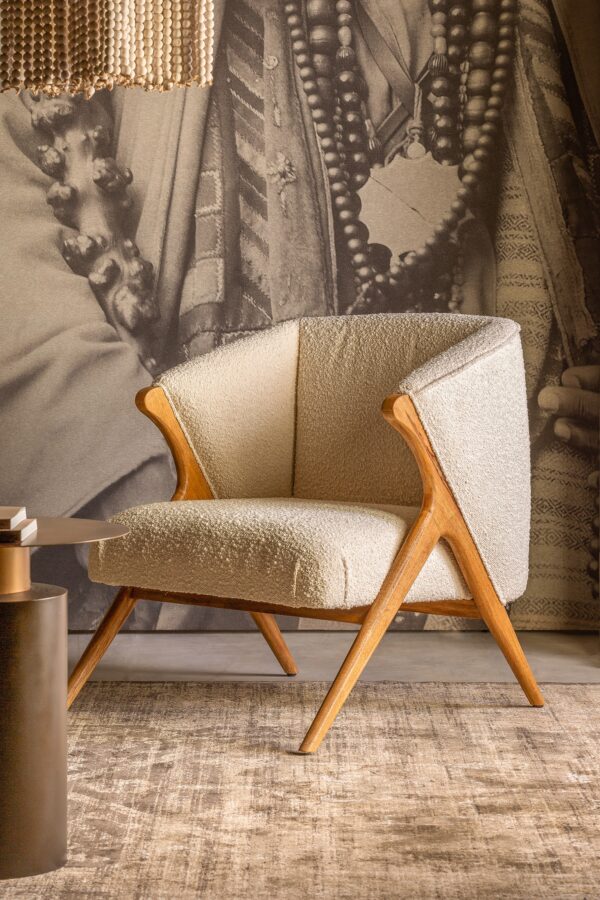 Fotoliu lounge alb din boucle Prati - imagine 2