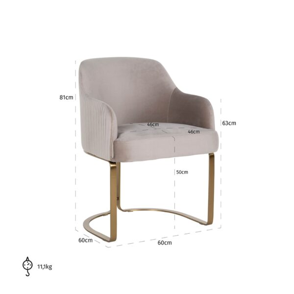 Scaun dining bej/auriu din catifea Hadley - imagine 5