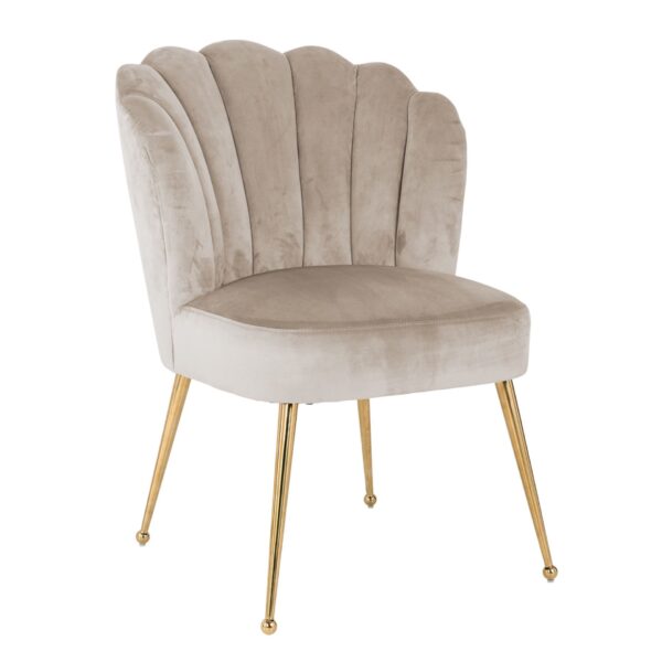Scaun dining bej/auriu din catifea Pippa