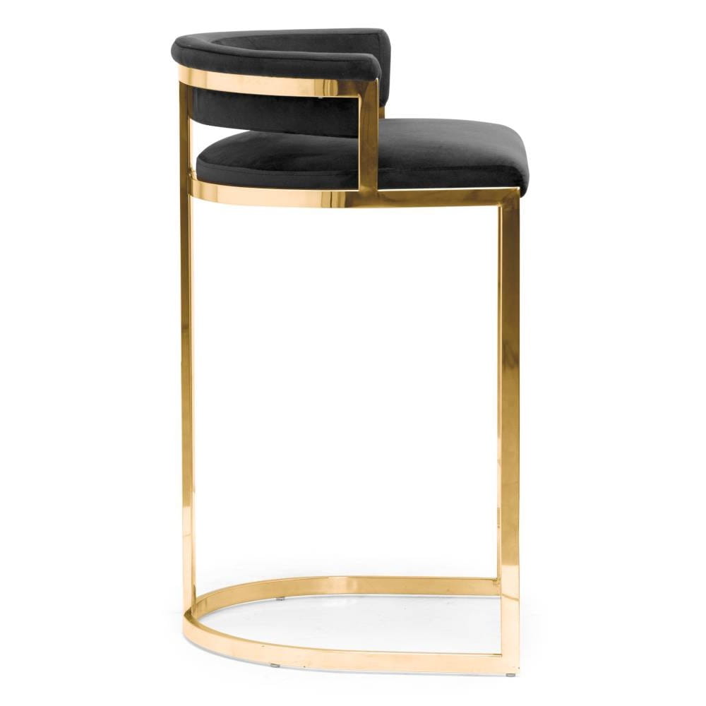 Scaun de bar negru din catifea Vegas h92 - imagine 3
