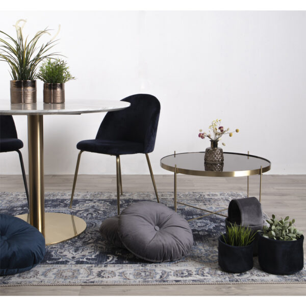 Set 2 scaune dining din catifea Geneve albastru cu picioare aurii - imagine 7