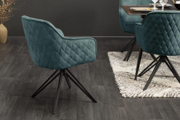 Scaun dining rotativ 180° din catifea albastru petrol Euphoria - imagine 4