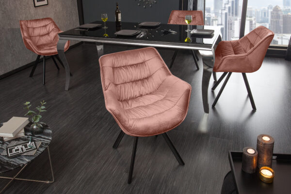 Scaun dining din catifea roz Dutch Comfort - imagine 4