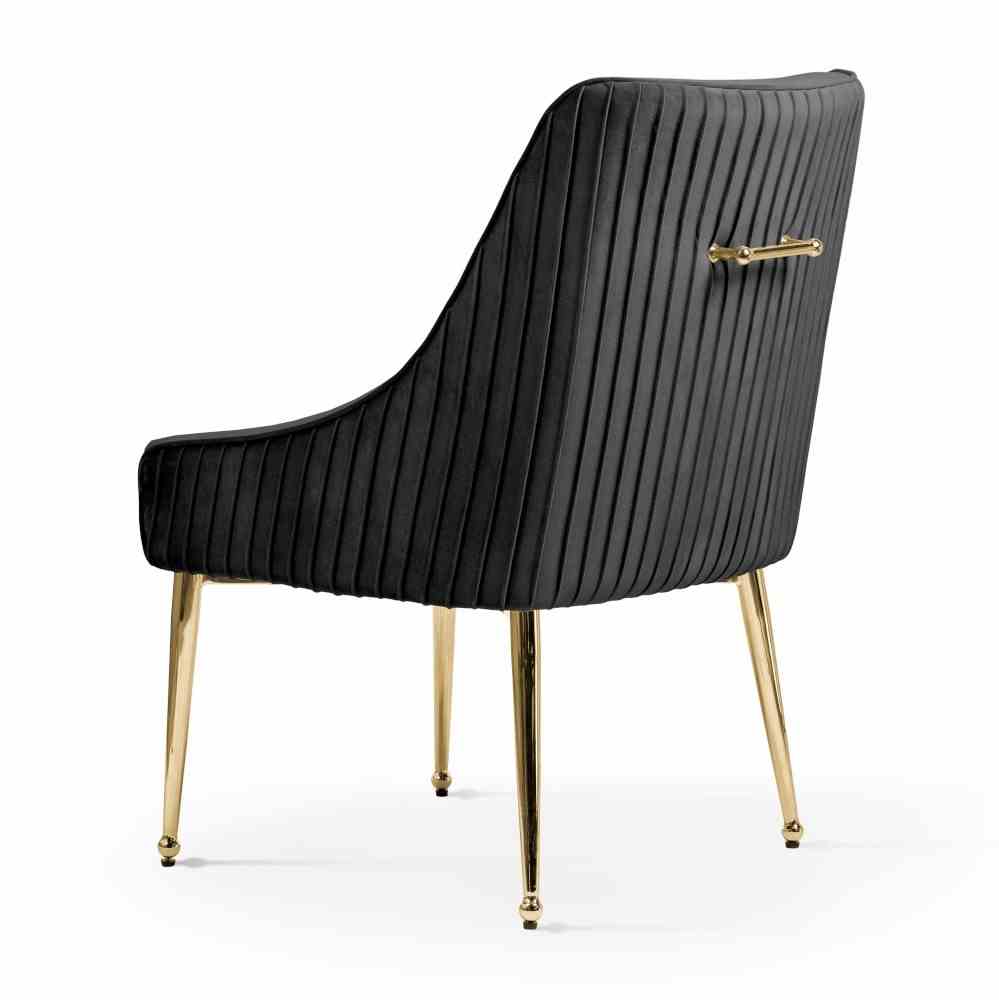 Scaun dining din catifea negru/auriu Cordoba - imagine 2