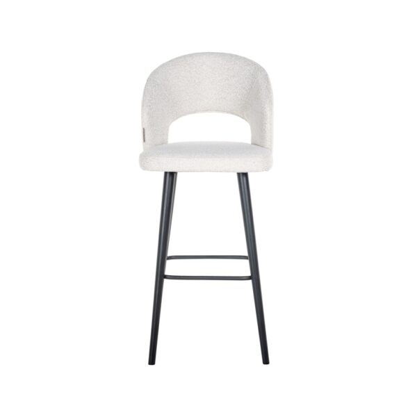 Scaun de bar alb din tesatura boucle Savoy - imagine 3