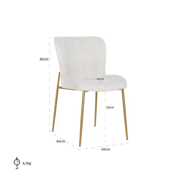 Scaun dining alb/auriu din tesatura boucle Odessa - imagine 8
