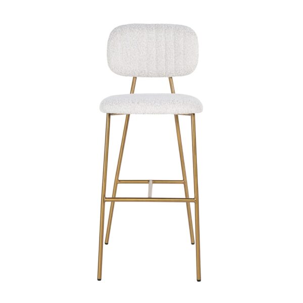 Scaun de bar alb din tesatura boucle H109,5cm Xenia - imagine 2